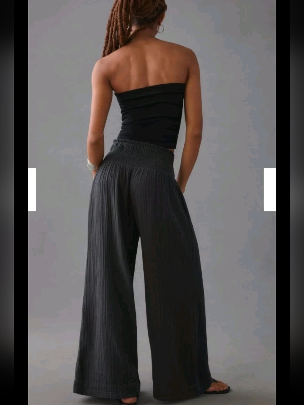 Anthropologie Wide Leg Smocked Boho Flowy Gauze Resortwear Beach Vacation PantXS - Picture 3 of 12